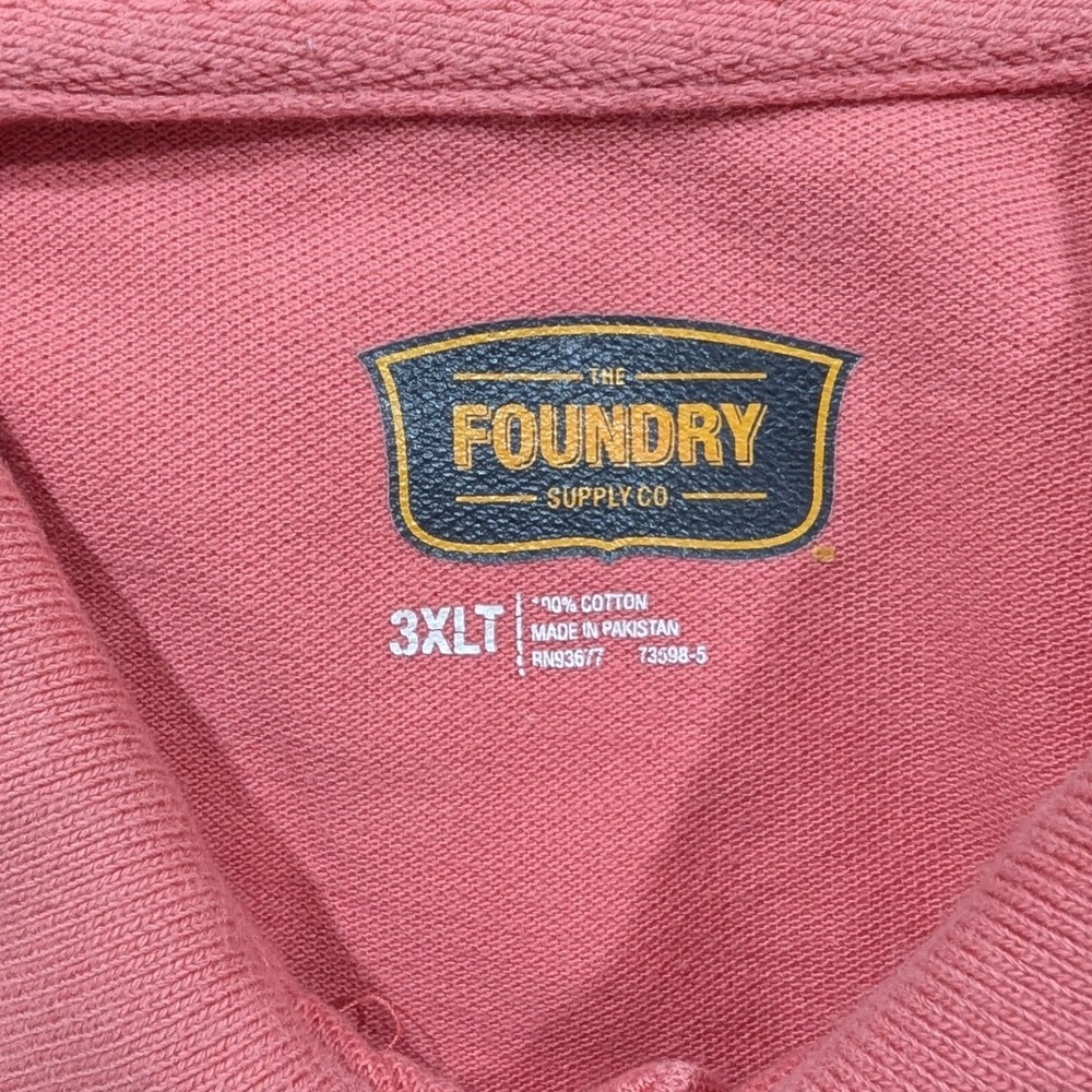 The Foundry Supply Co Mens 3XLT Coral Pink Short Sleeve Cotton Pique Polo Shirt - Picture 3 of 5